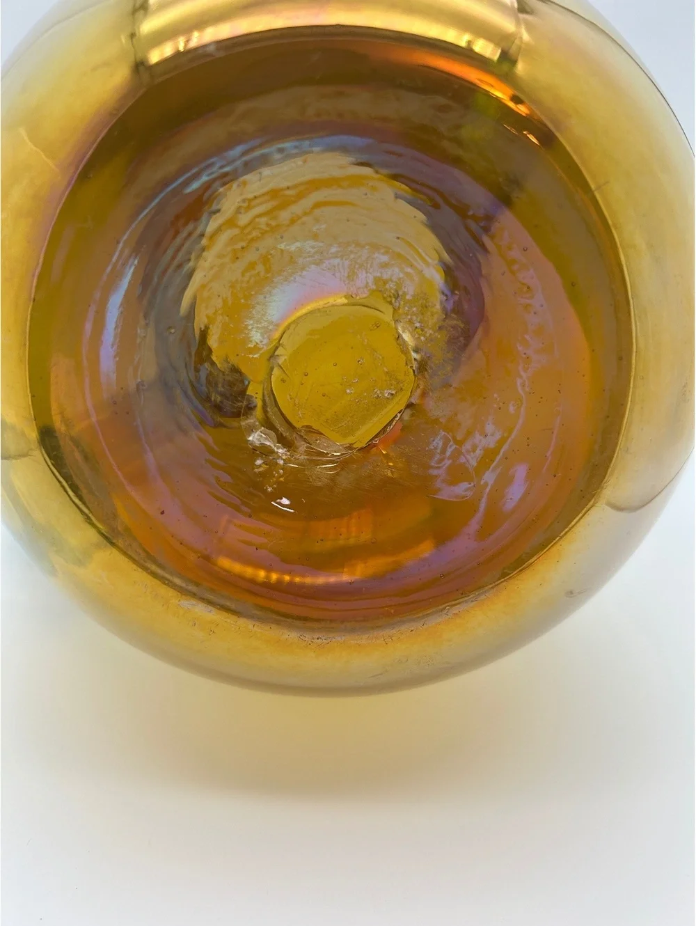 Vintage Iridescent Amber Glass Pitcher 48 oz